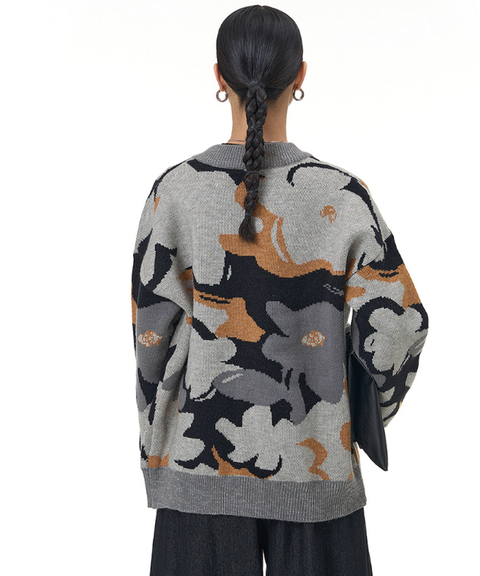 Abstract Pattern Knit Cardigan