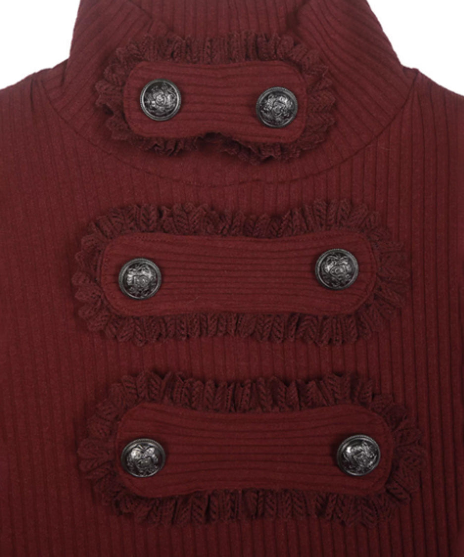 Fringe Button Rib Knit Top