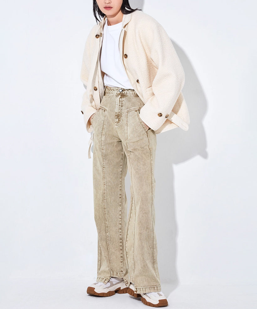 Washed Panel Denim Pants