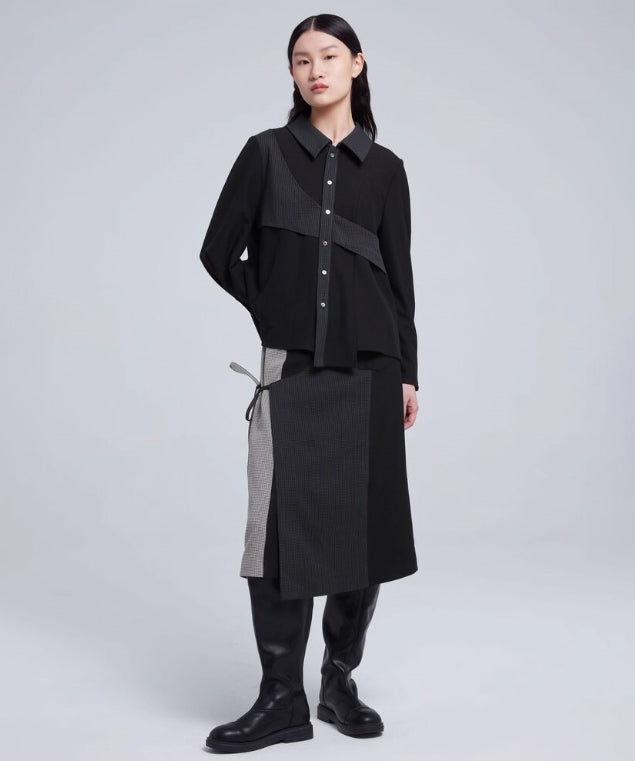 Cross Panel Design Shirt