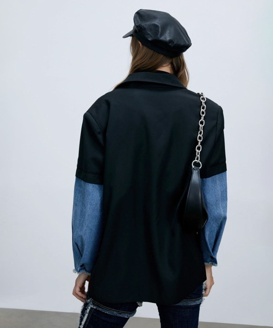 Patch Denim Contrast Jacket