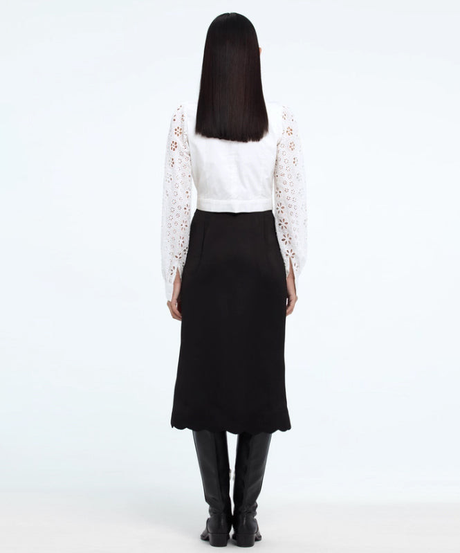 Cut Out Lace Sleeve Blouse