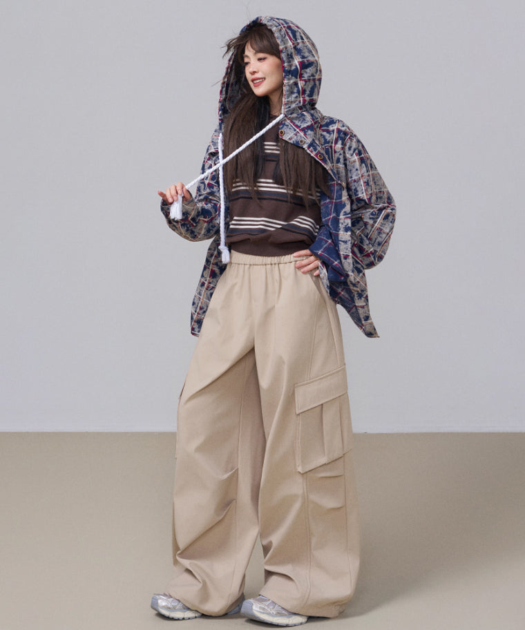 Washed Check Hooded Jacket
