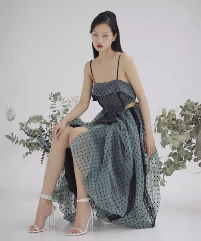 Hollow Waist Polka Dot Tutu Dress