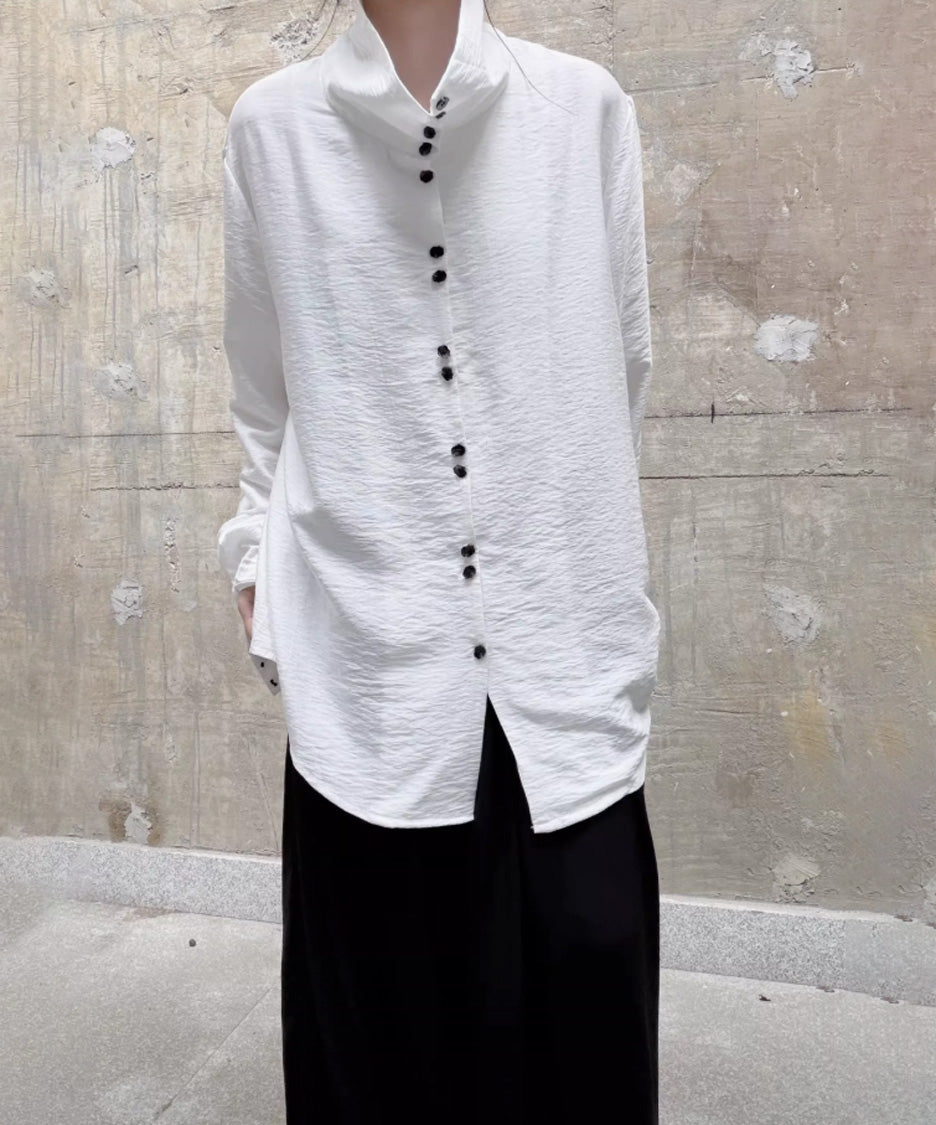 Column Button Long Blouse
