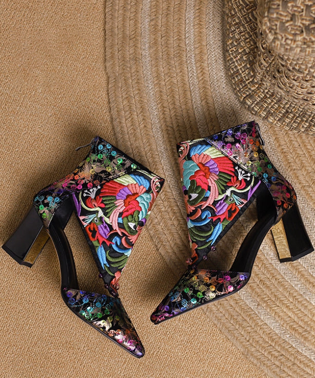 Ornate Sequin Tapestry Heels