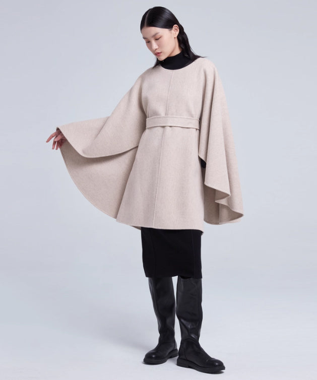 Drape Cape Belted Coat