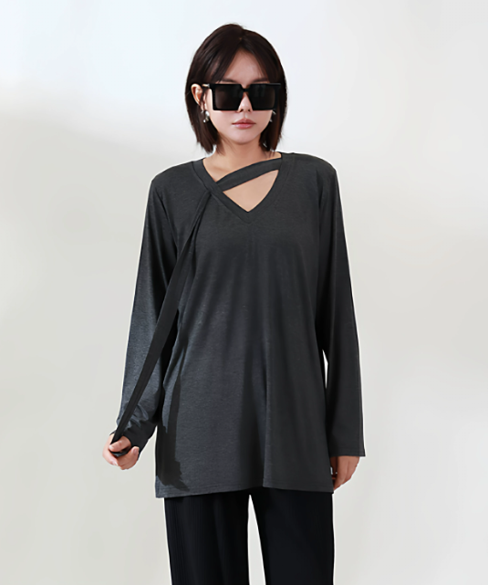 Diagonal Tie Neck Top