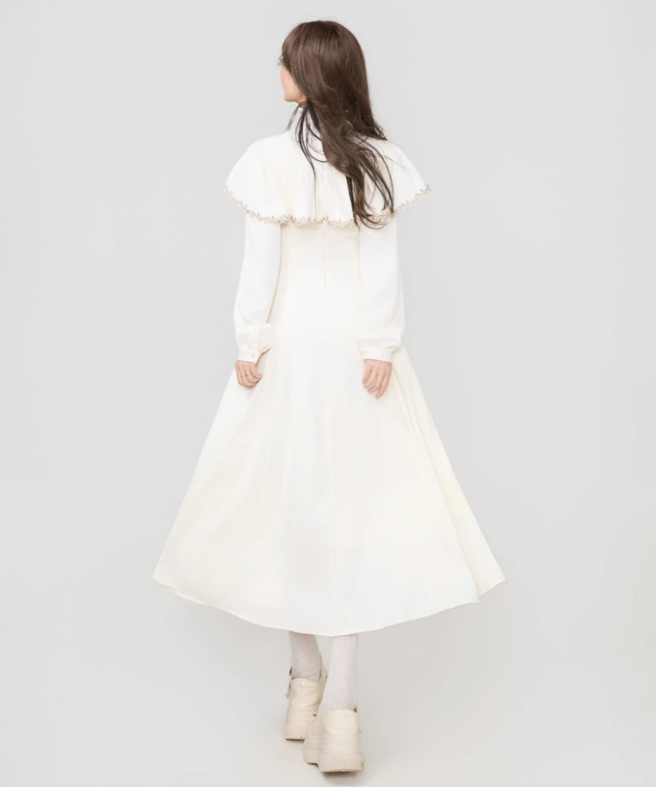 Lace Trim Cape Corset Long Dress