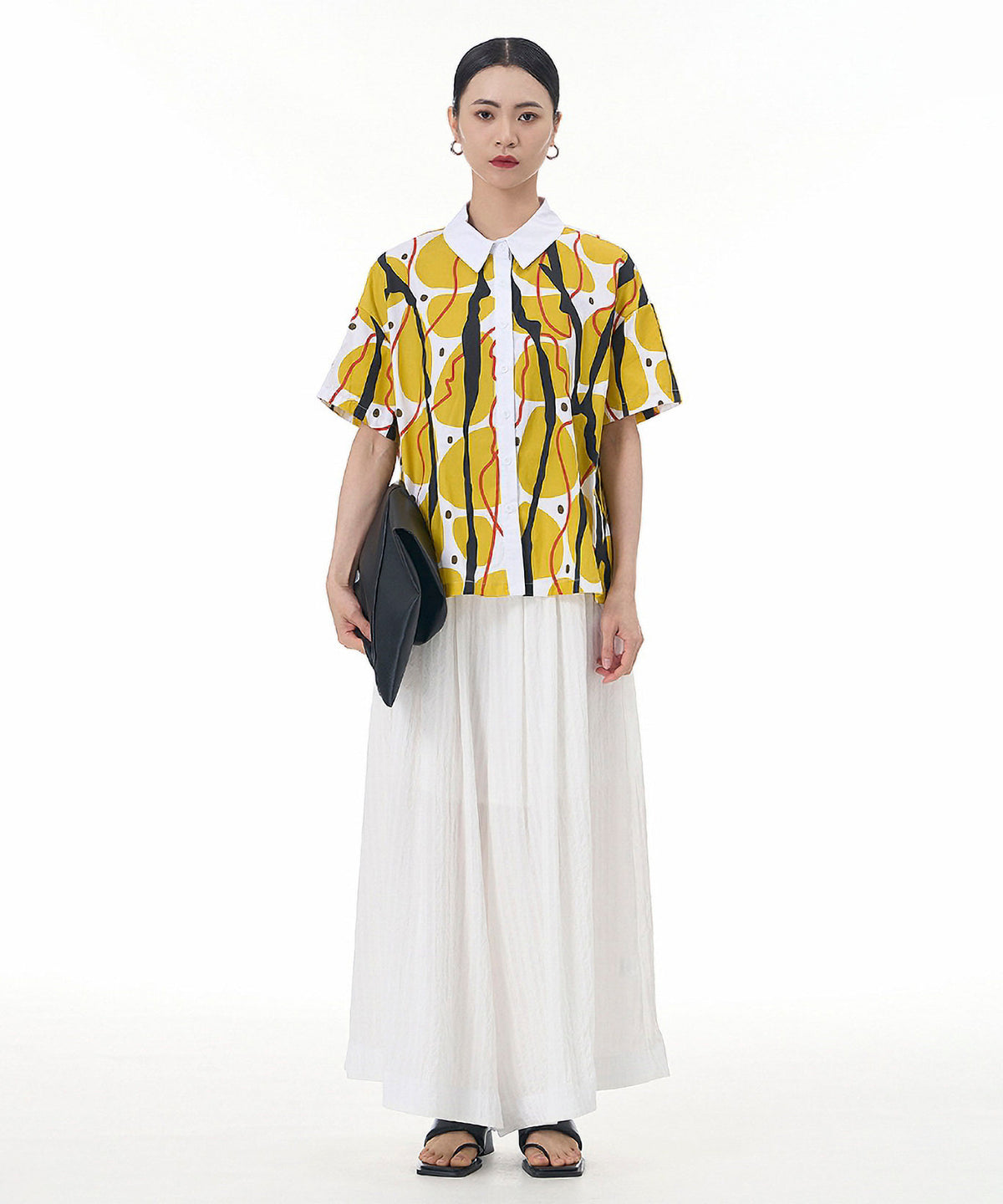 Contrasting Print Blouse