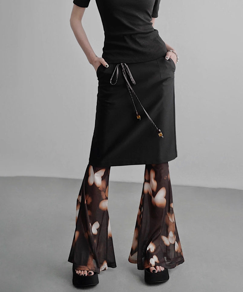 Braided Belt Straight Skirt