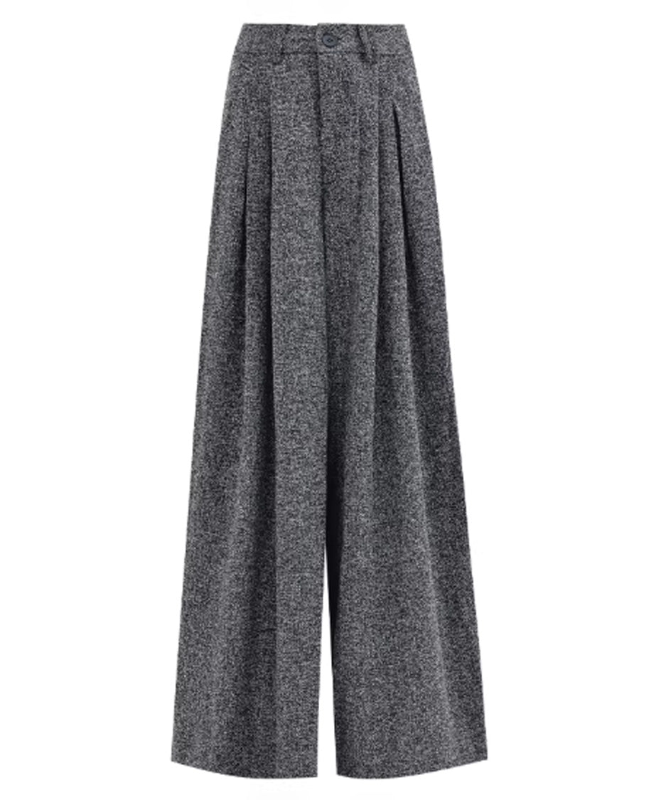 Tweed Tuck Wide Slacks