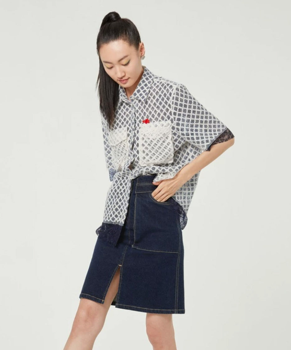Lattice Veil Blouse