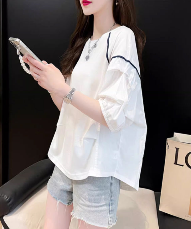 Back Ribbon Puff Sleeve Top