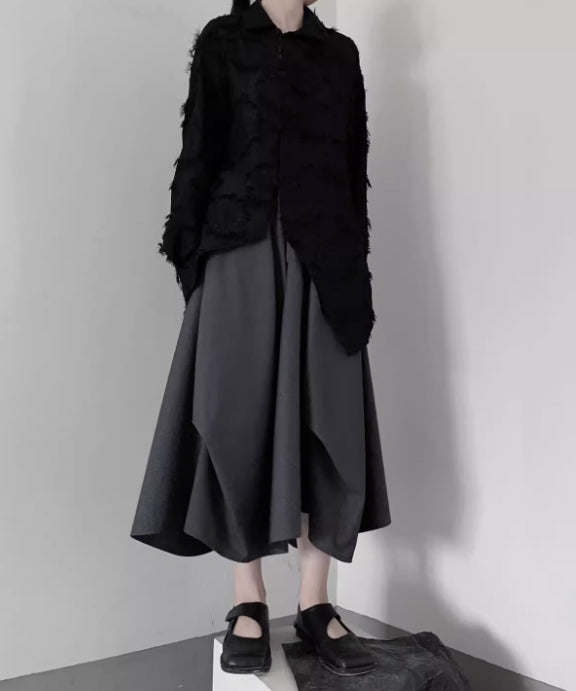 Layered Draped Midi Skirt