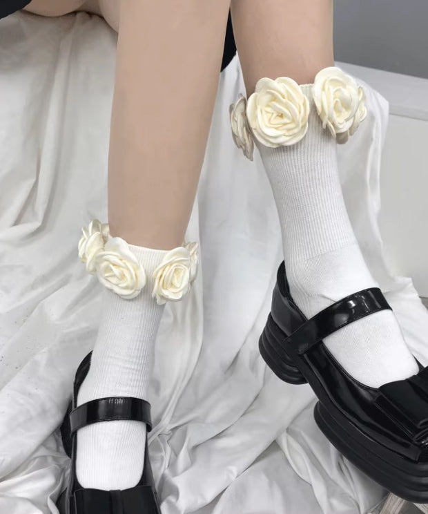 Floral Crown Rib Socks