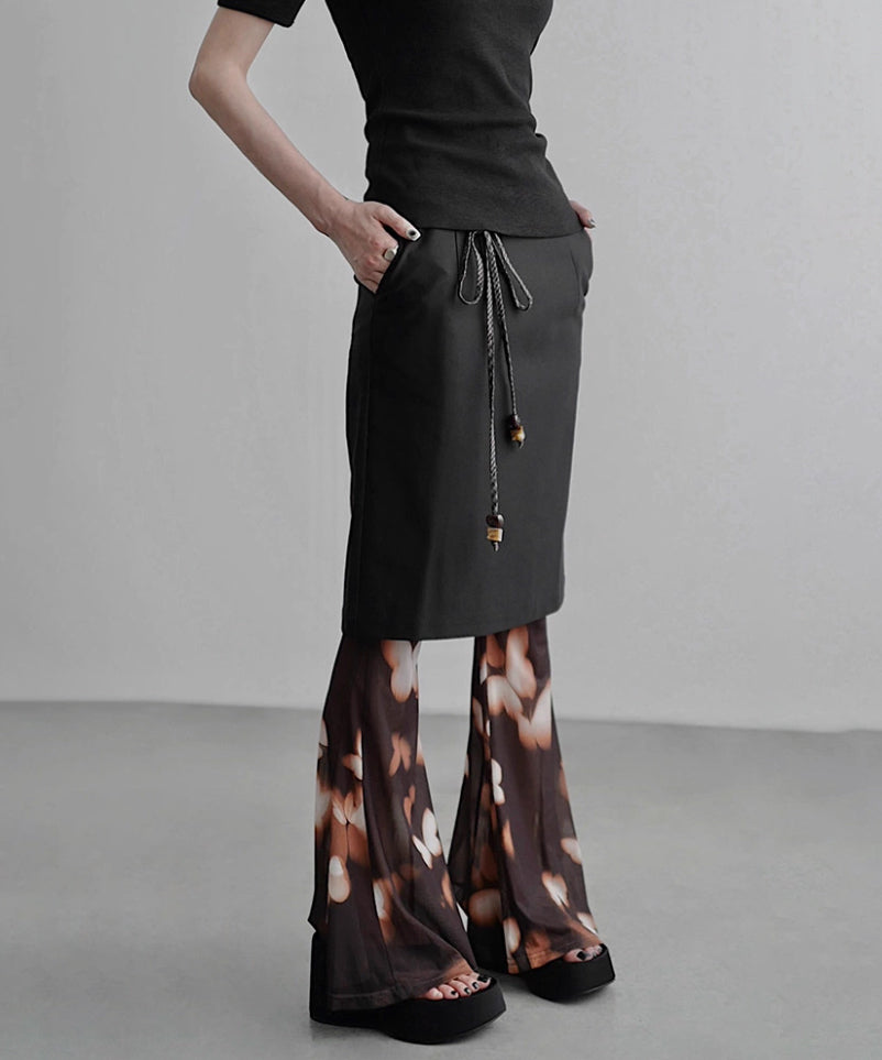 Braided Belt Straight Skirt