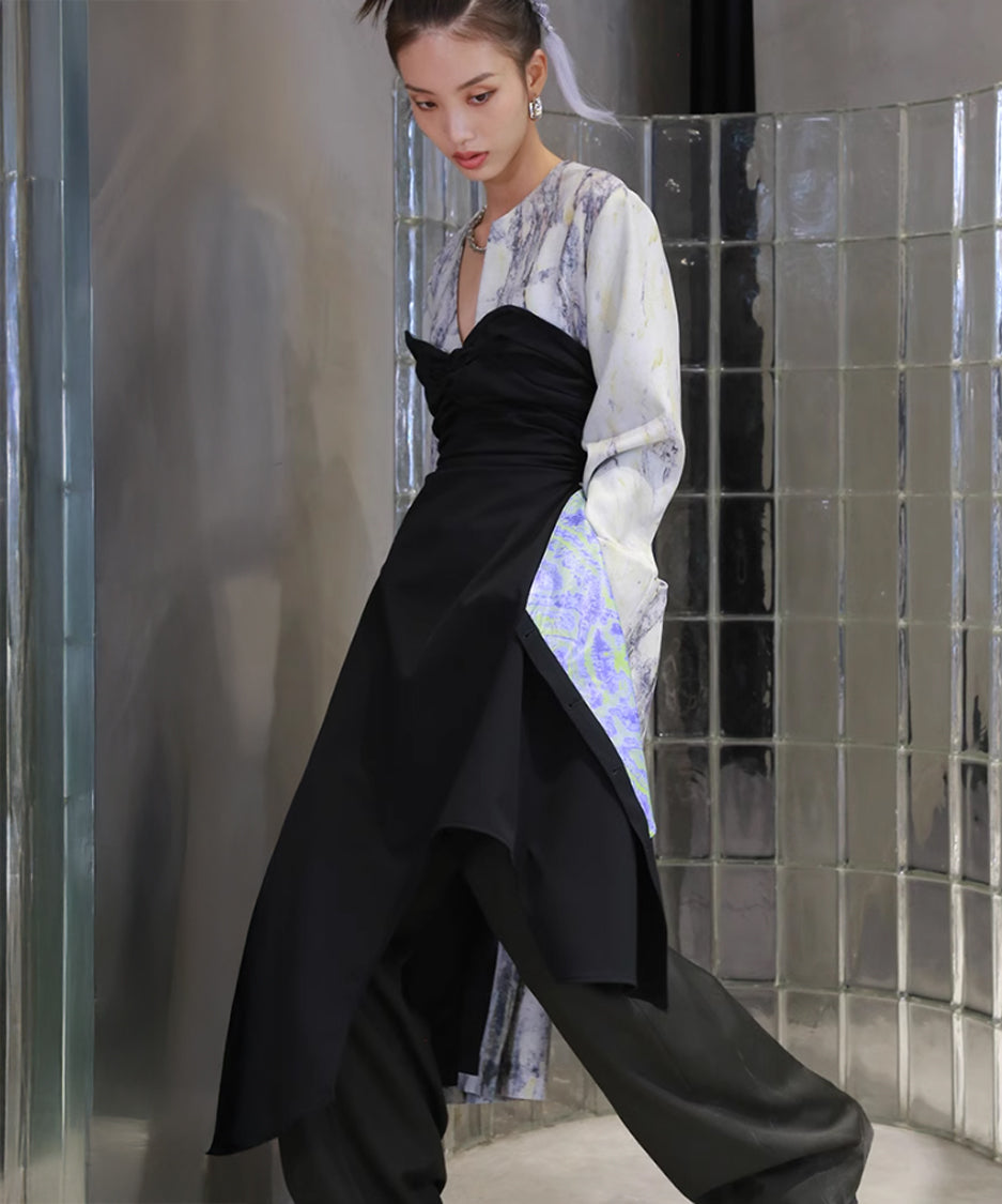 Vertical Pleated Tube Top Dress