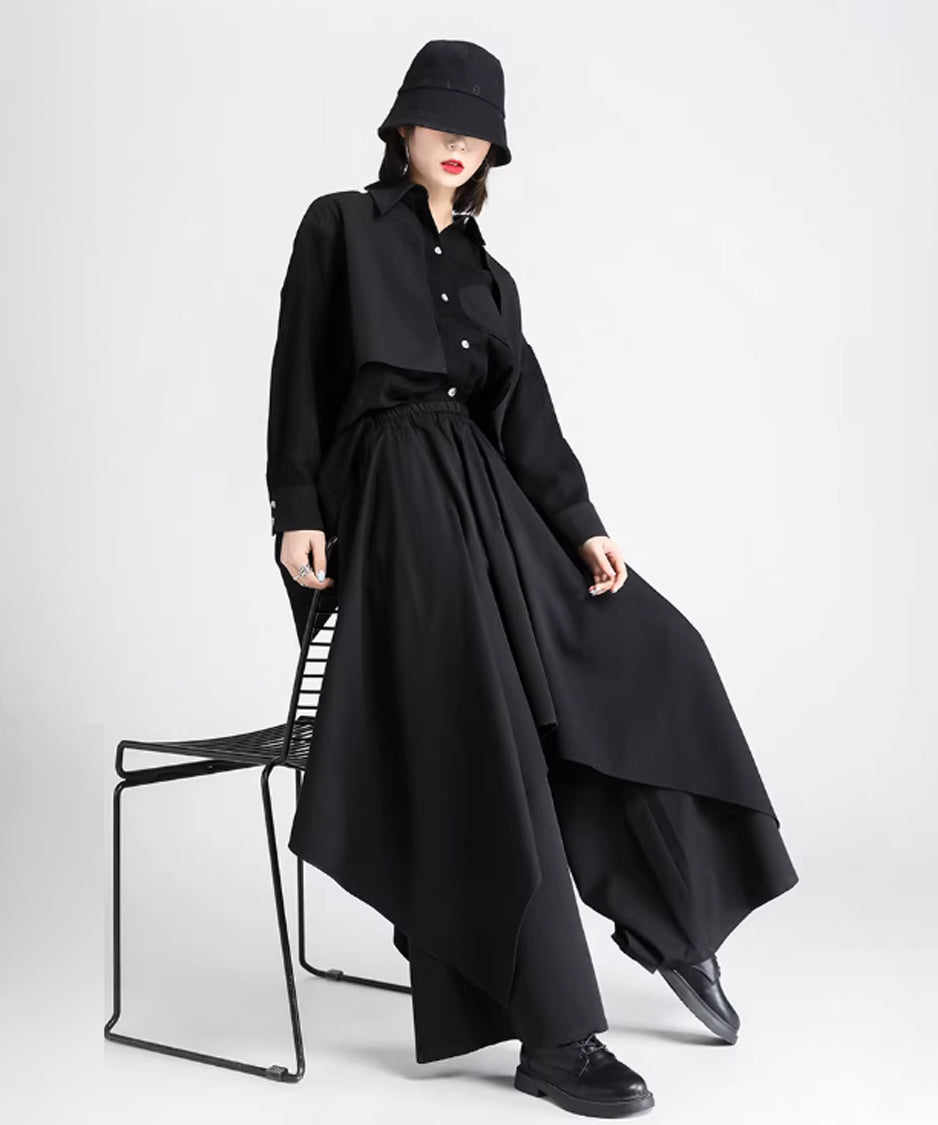 Draped Wide Leg Pants