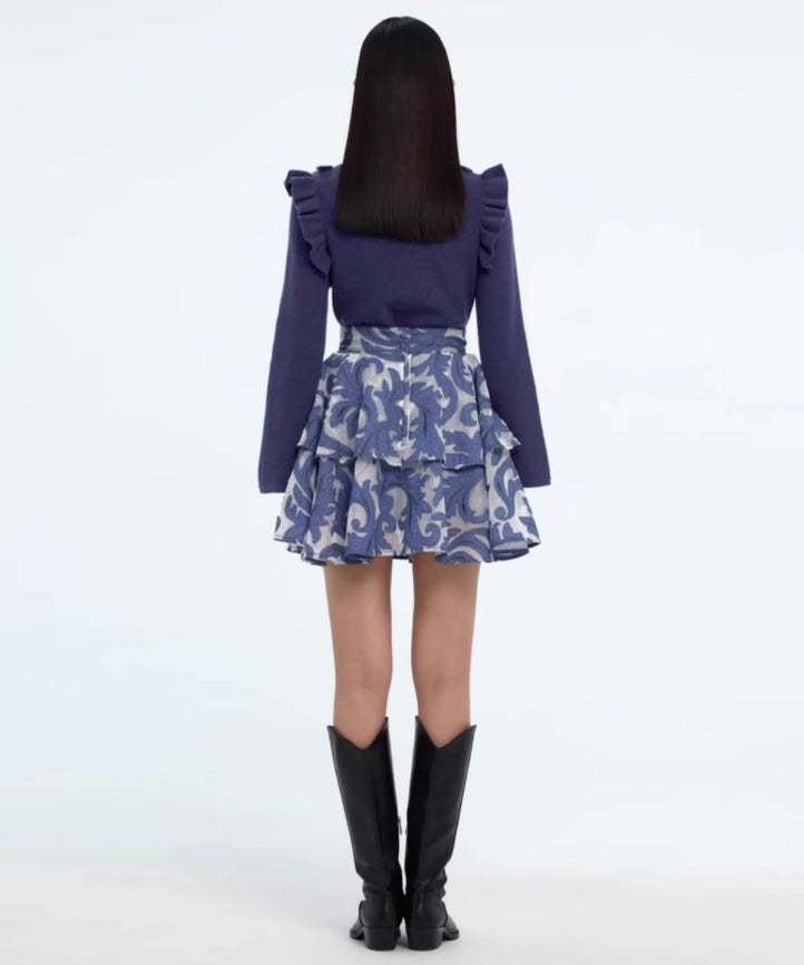 Vintage Jacquard Tiered Skirt