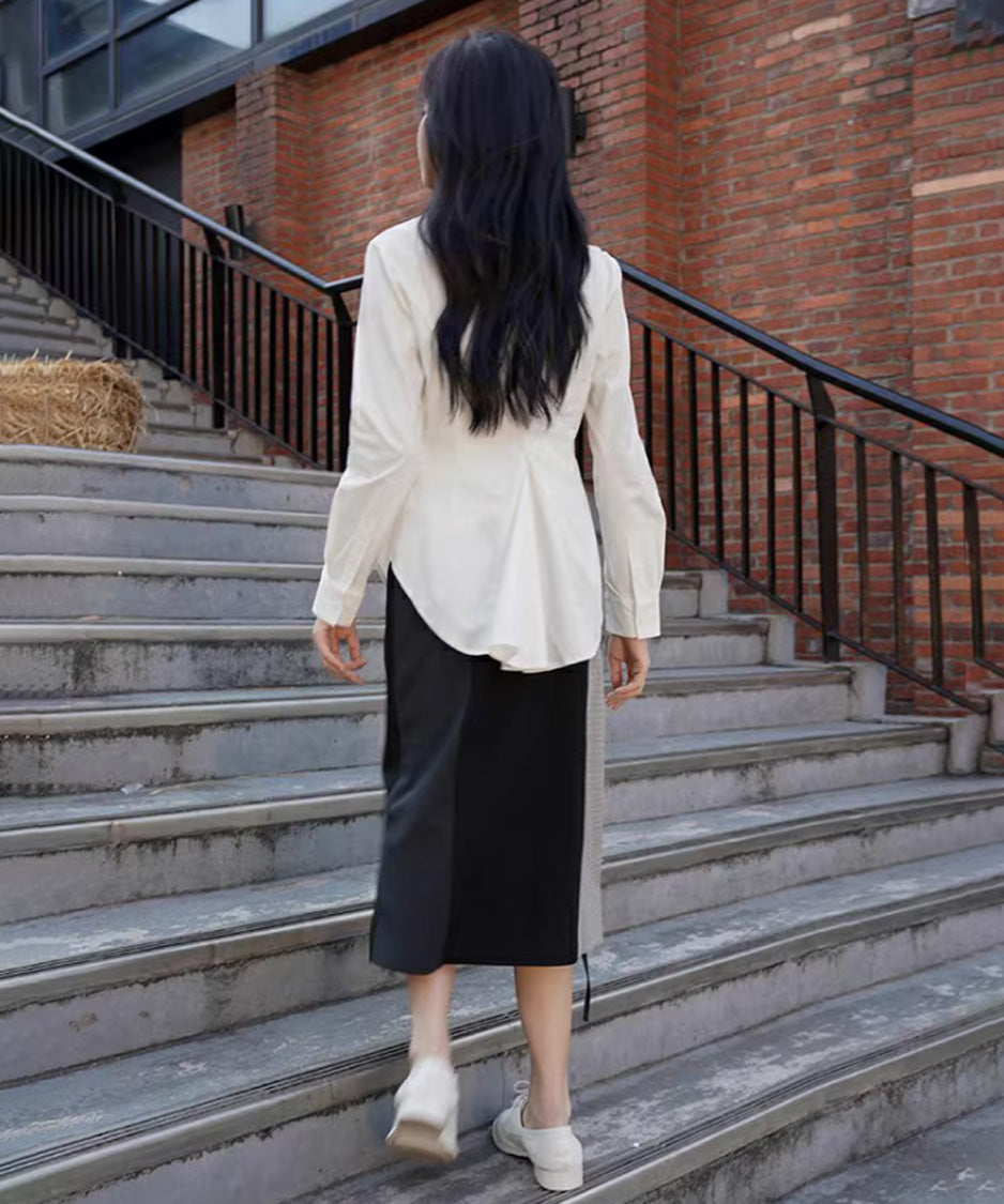 Layered Panel Check Wrap Skirt