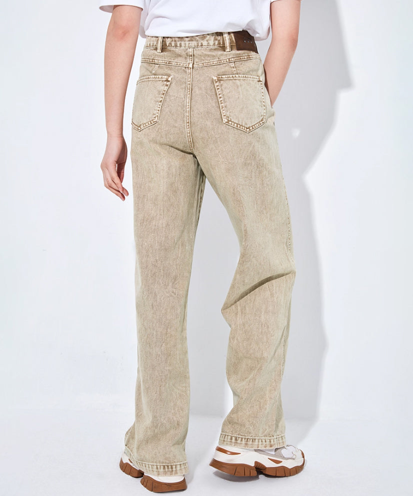 Washed Panel Denim Pants