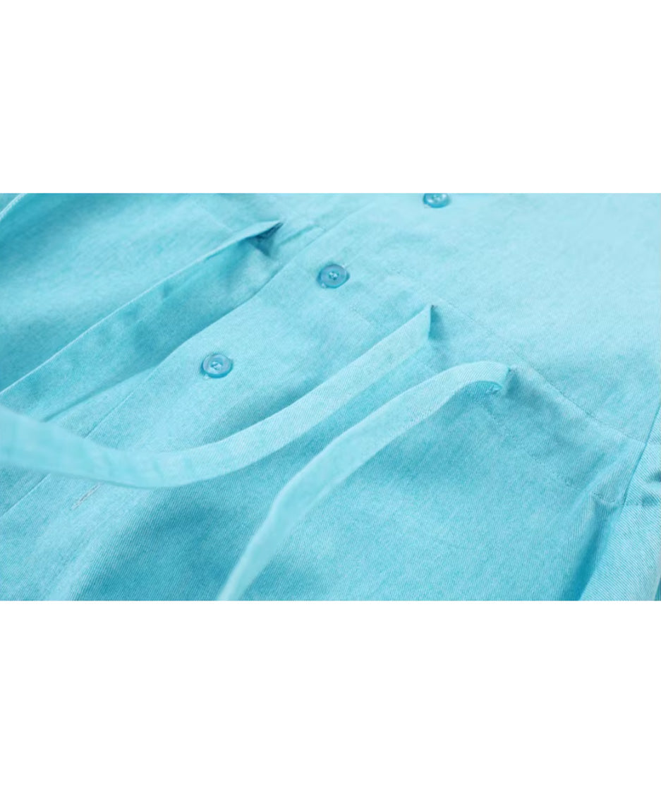 Ribbon Collar Tunic Blouse