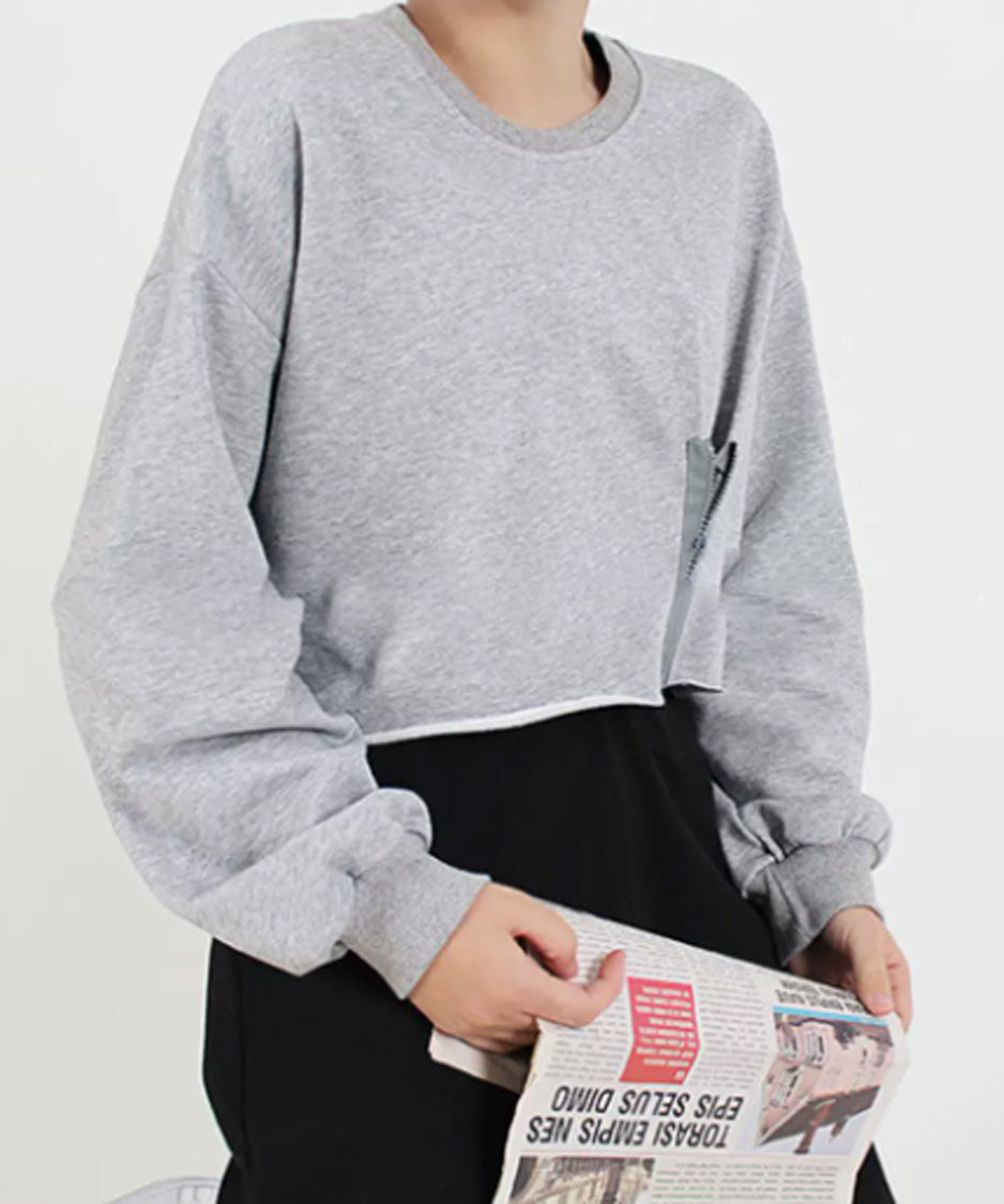 Zip Detail Cropped Sweatshirt