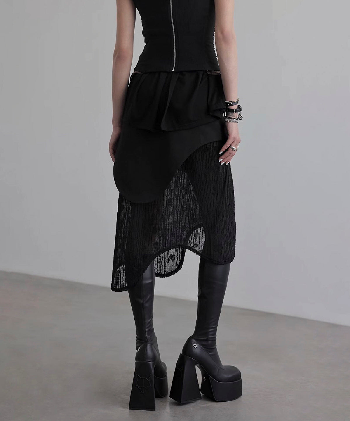 Wave Line Patchwork Skirt