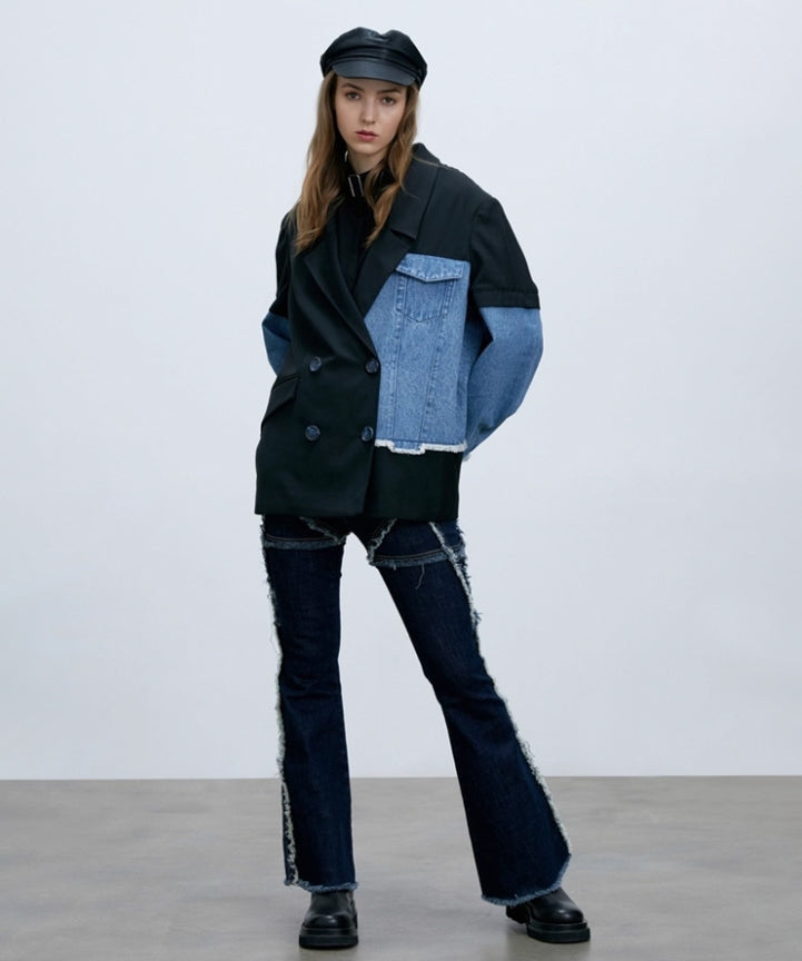 Patch Denim Contrast Jacket