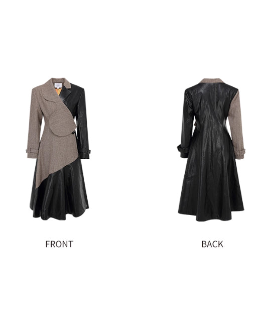 Hybrid Tweed Contrast Long Coat