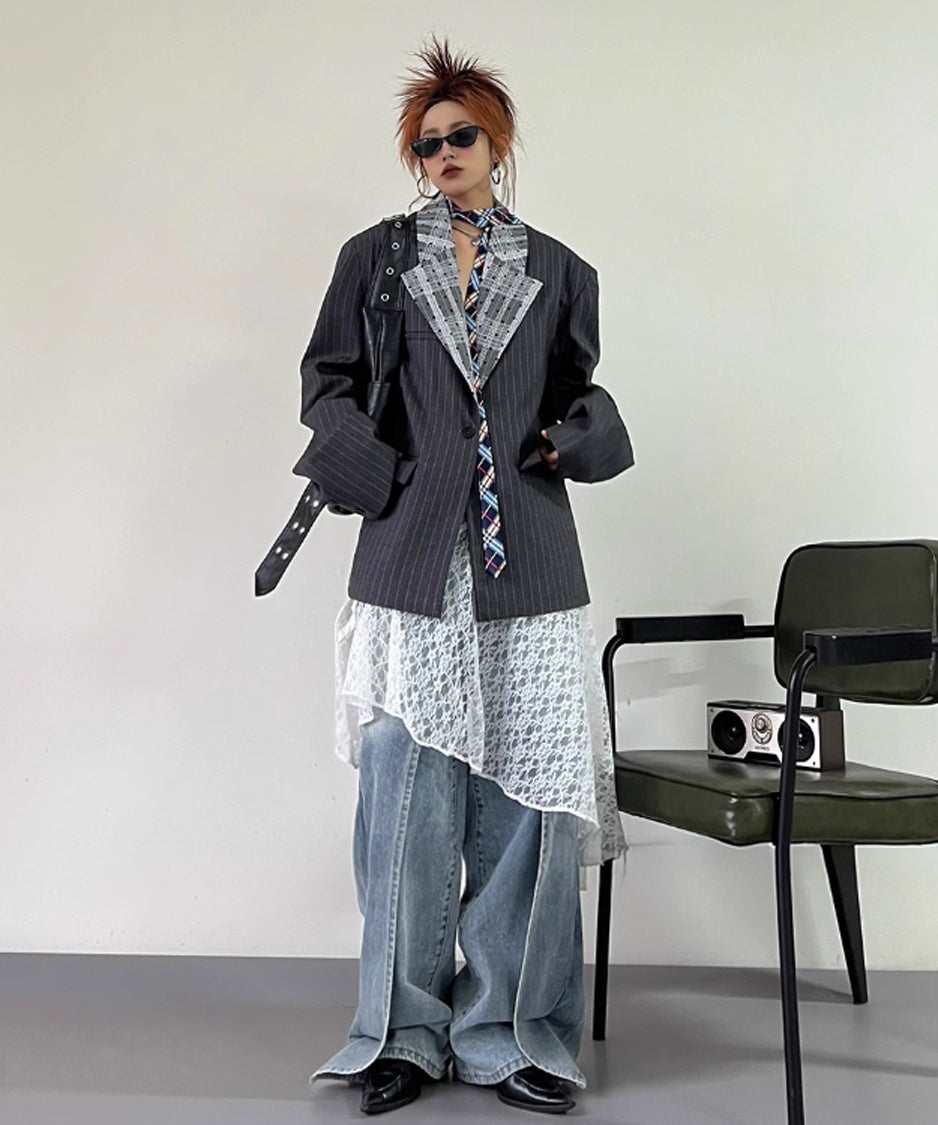 Lace Splicing Collar Jacket