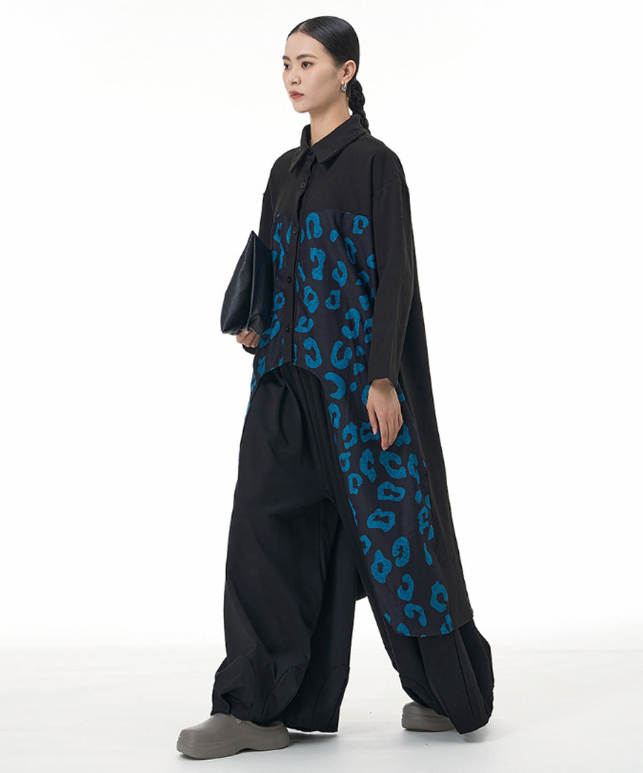 Leopard Panel Long Blouse