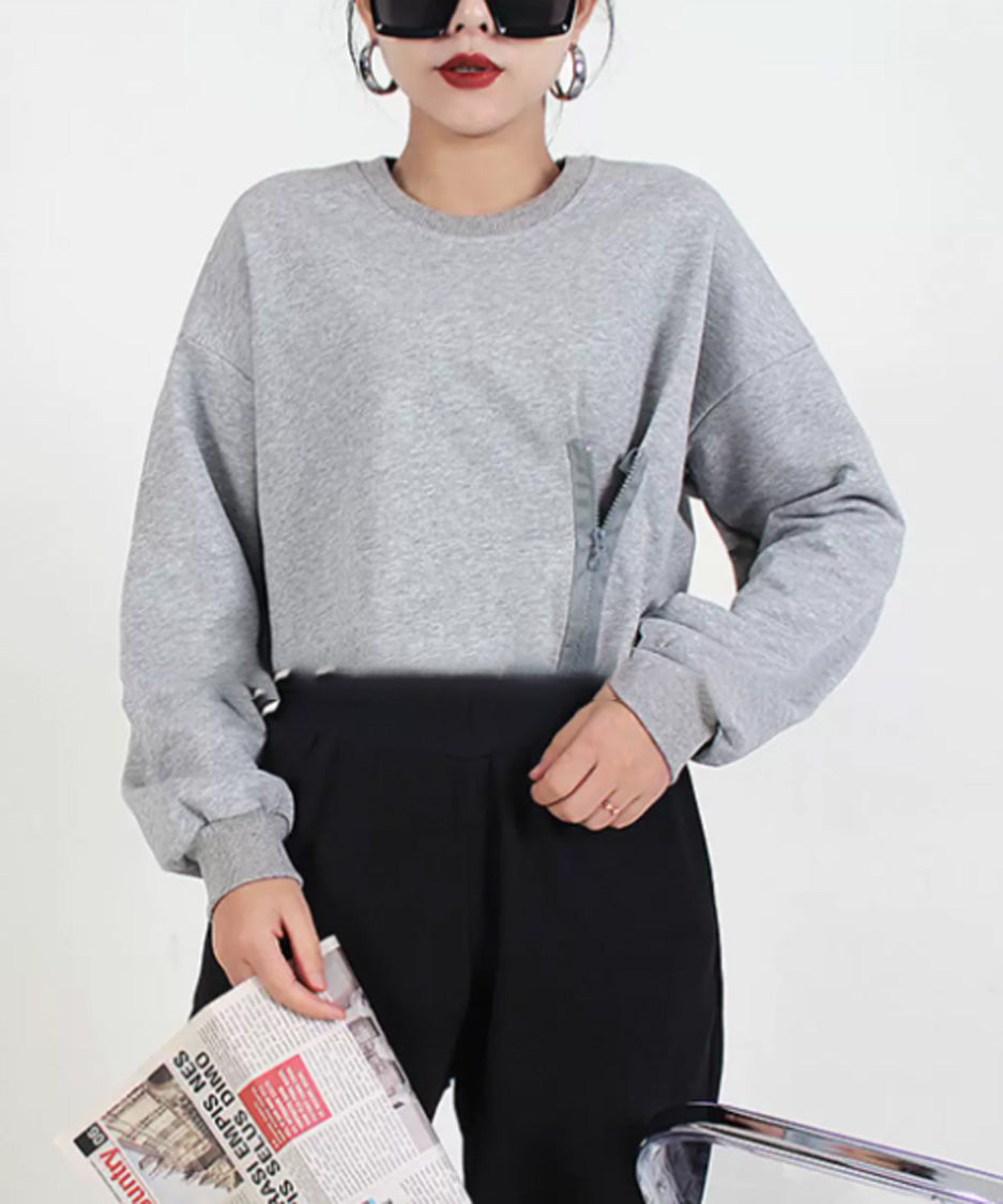 Zip Detail Cropped Sweatshirt