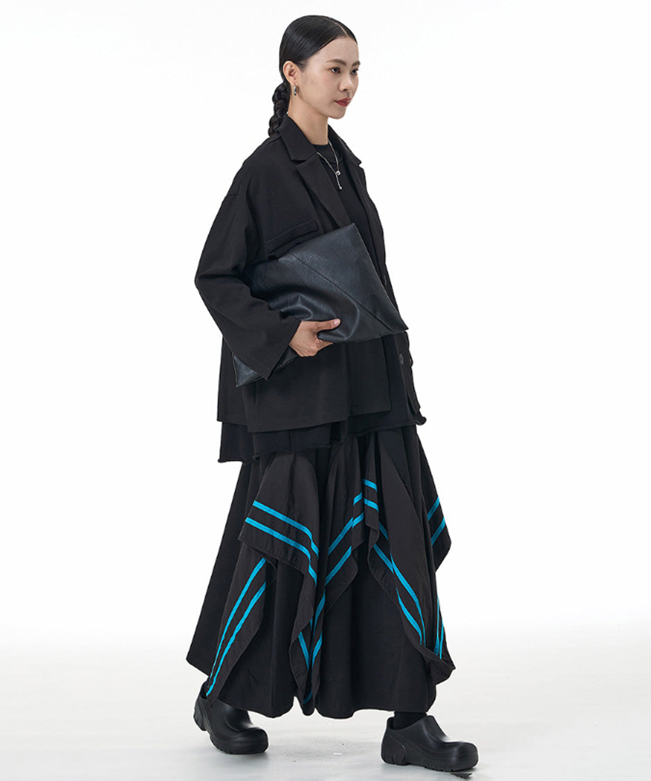 Tape Line Draped Volume Skirt
