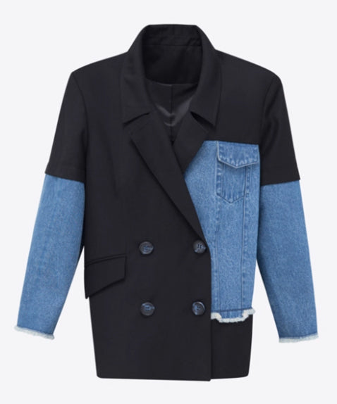 Patch Denim Contrast Jacket