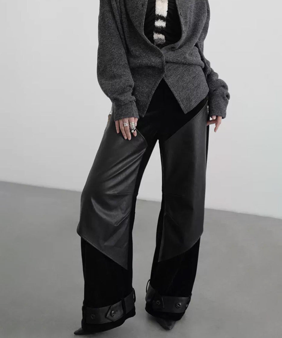 Coated Panel Wide Leg Pants