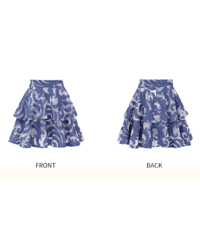Vintage Jacquard Tiered Skirt