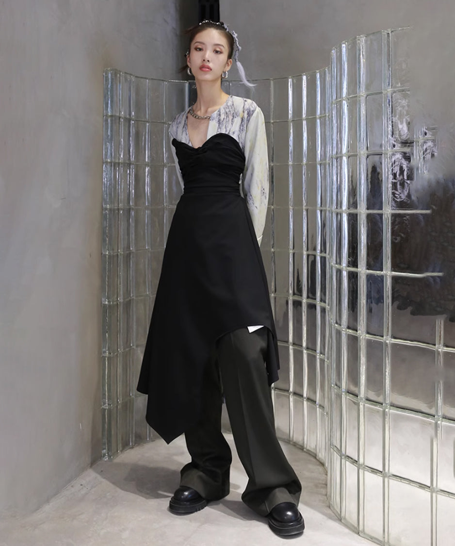 Vertical Pleated Tube Top Dress