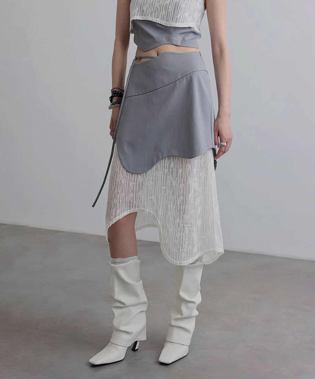 Wave Line Patchwork Skirt
