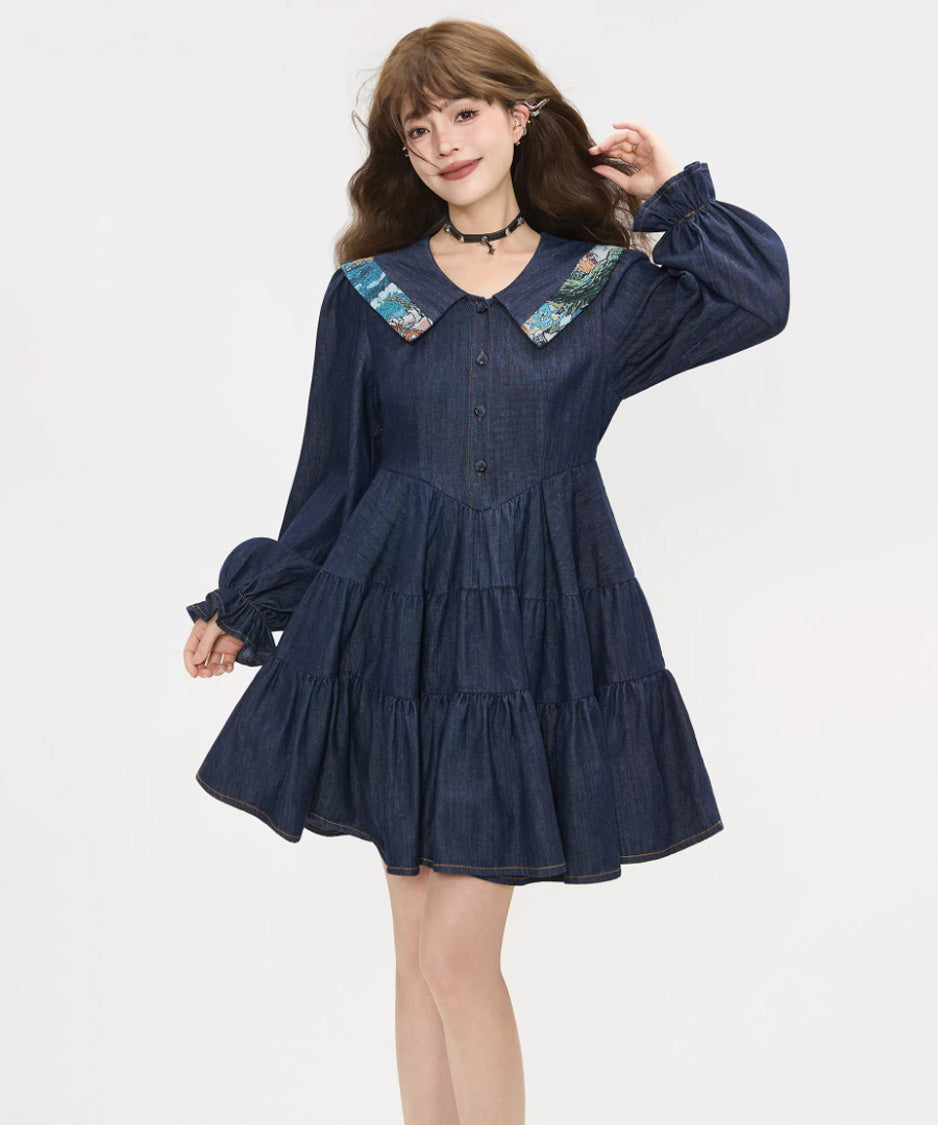 Stripe Sailor Bow Tiered Dress