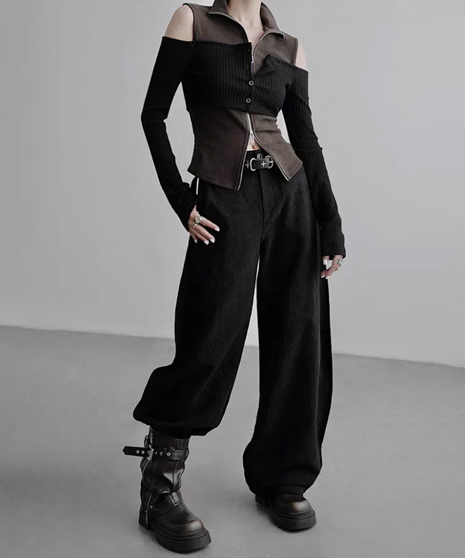 Layered Zip Rib Top