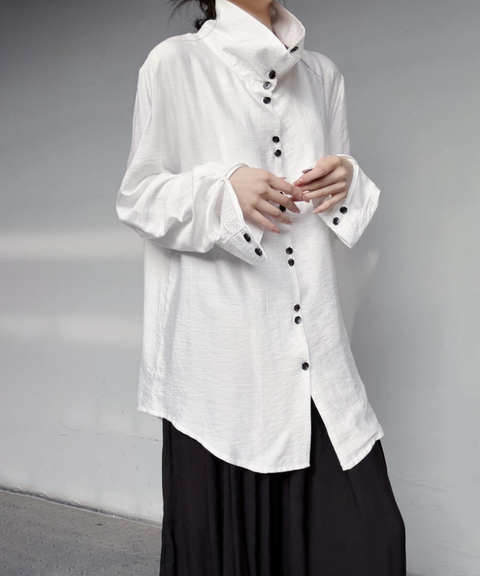 Column Button Long Blouse