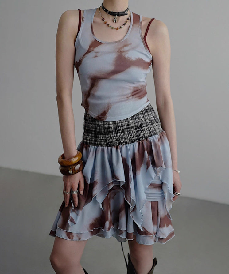 Smocked Draped Hem Halter Top