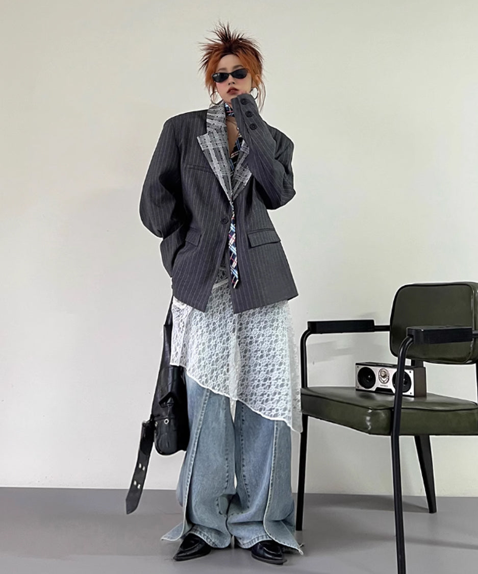 Lace Splicing Collar Jacket