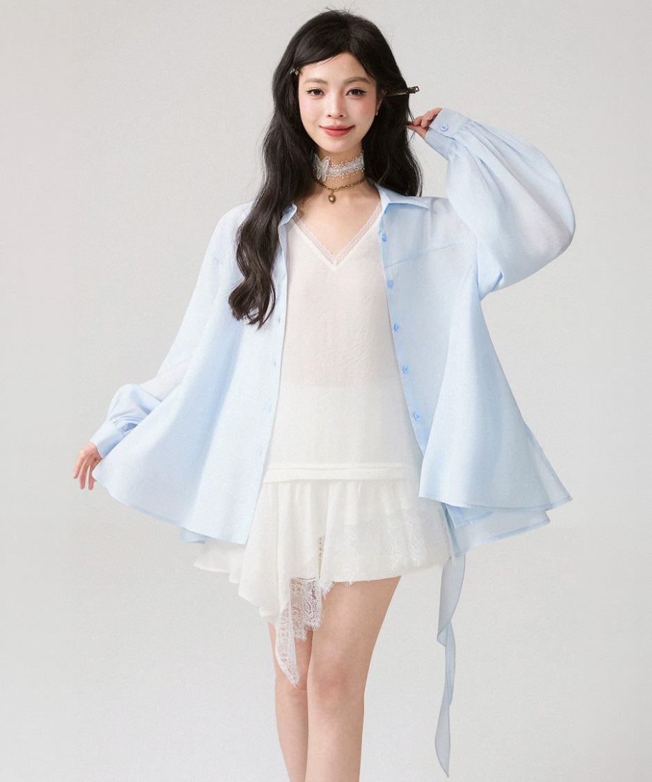 Ribbon Cascade Blouse