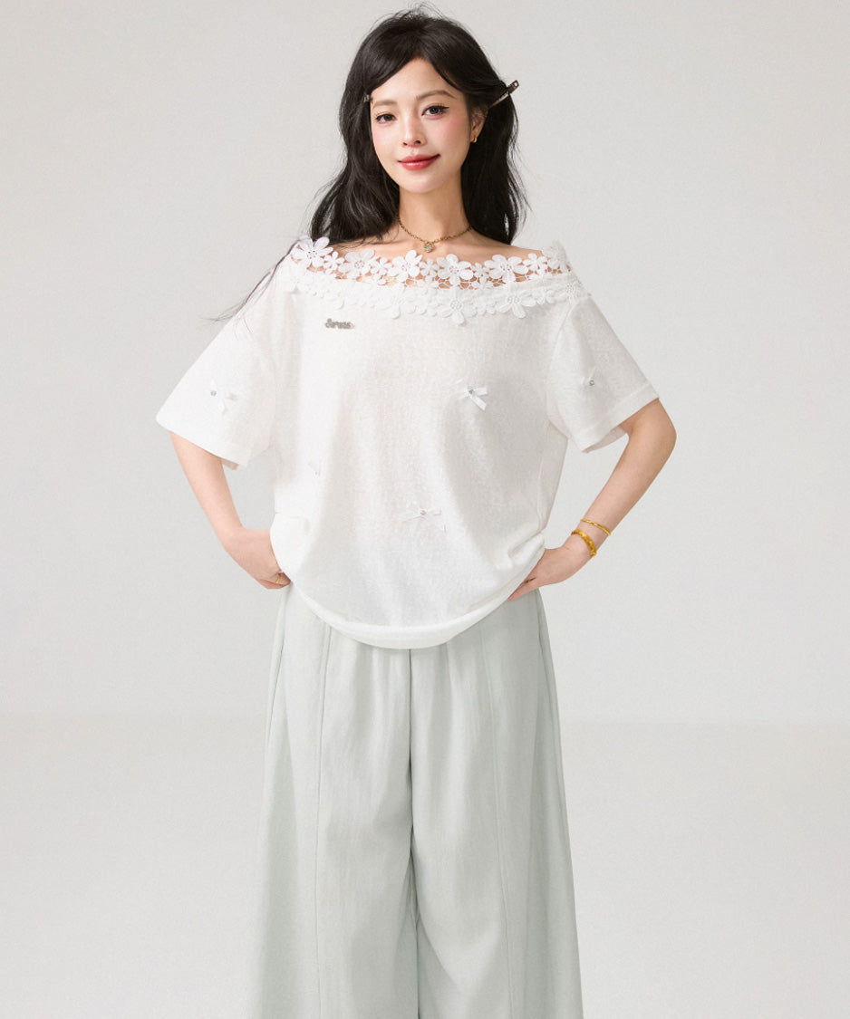 Lace Blossom Shoulder Tee