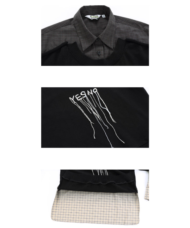 Gradient Check Layered Knit Shirt