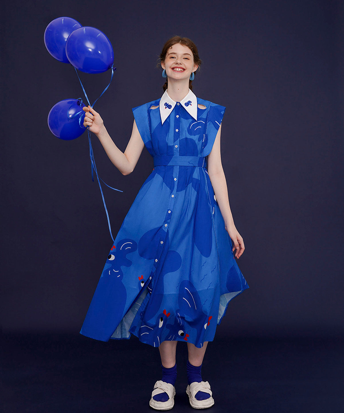 Blue Bird Flared Dress