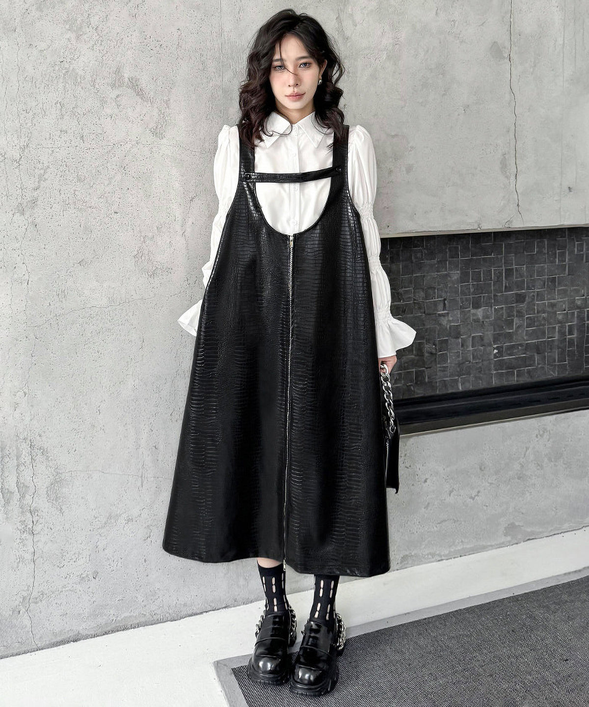 Zip Suspender Dress